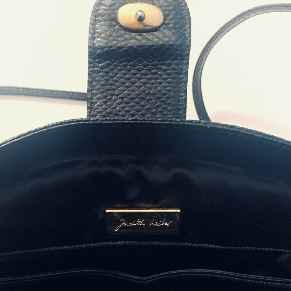 JUDITH LEIBER Vintage Lizard Mini Crossbody Bag and Clutch , Black
